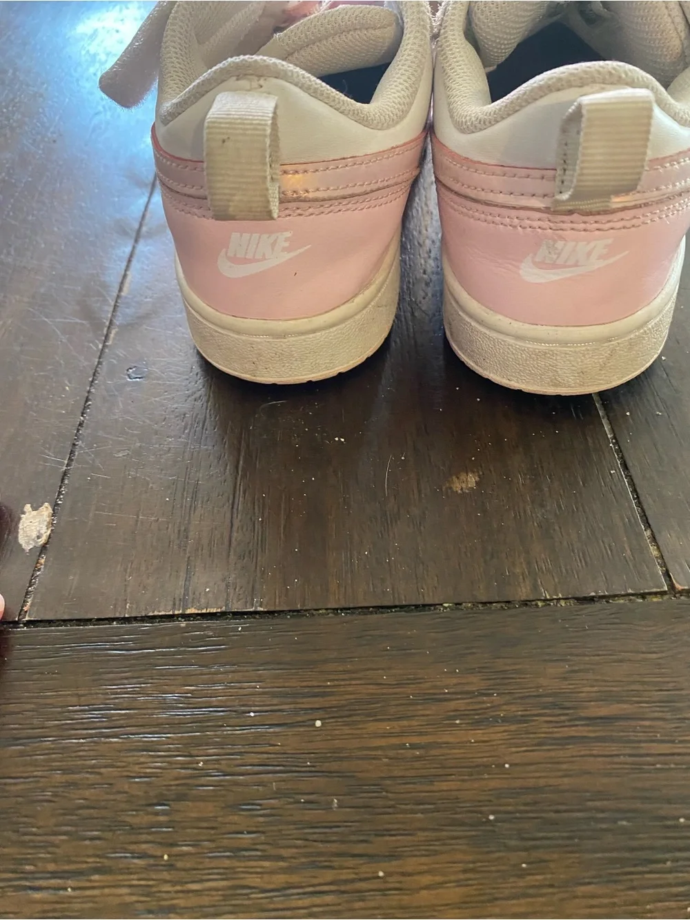 Nike Kids White and Light Pink High-Top Sneakers with Velcro Strap